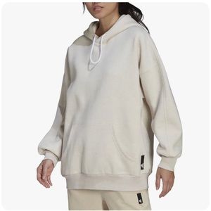 adidas Women's Sportswear Studio Lounge Fleece Hoodie Beige oversized XS x small